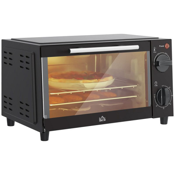 HOMCOM Minibackofen, 9 L Mini-Ofen mit Backblech, Grillrost, mit einstellbarer Temperatur und Garzeit, 800-088V90BK