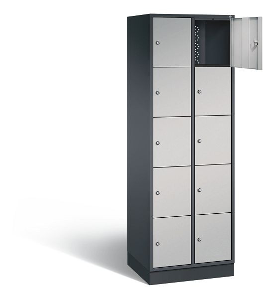 C+P Schließfachschrank Intro, H1950xB620xT490mm, Farbe: Schwarzgrau / Weißaluminium, 8570-201 S10156