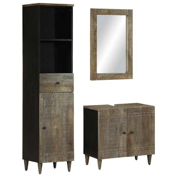 vidaXL 3-tlg. Badmöbel-Set Massivholz Mango, stilvoll, 3310019
