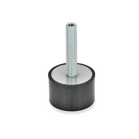 Ganter Stellfüße mit Gummiauflage, vulkanisiert (GN 439-19-M6-30-70), VE: 25 Stück, 439-19-M6-30-70