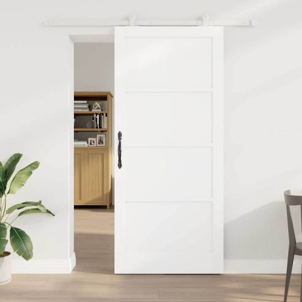 vidaXL Schiebetür-Set Weiß 93 x 211 cm Massivholz Kiefer und Stahl, 3333405