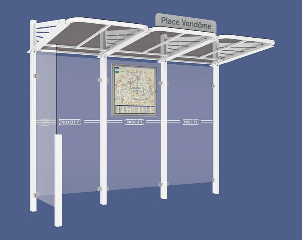 Procity Wartehalle Convi® - Standard - 1 Seitenverkleidung Links, Farbe RAL 9010, 529368.9010