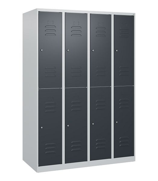 C+P Doppelstöckiger Spind Classic PLUS, 4 Abteile, 1700x1200x500mm, 7035/7016, Zylinderschlösser, 0803007-40 S10020