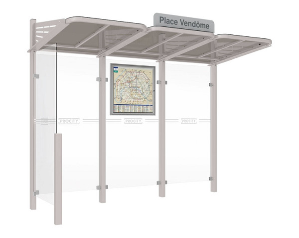 Procity Wartehalle Convi® - Standard - 1 Seitenverkleidung Links, Farbe RAL 7044, 529368.7044