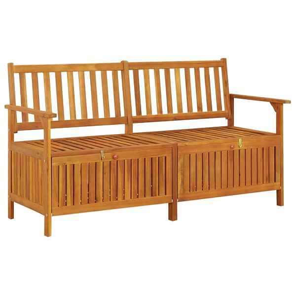 vidaXL Truhenbank 148 cm Massivholz Akazie, Material: Massives Akazienholz mit Öl-Finish, Stoff (100% Polyester), 316743