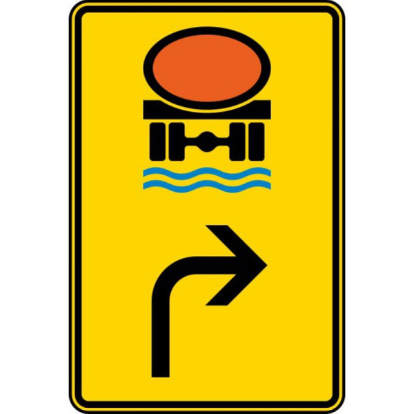 Stein HGS Vorwegweiser für Fahrzeuge mit wassergefährdender Ladung (rechtsweisend) Nr. 442-22, 630x420mm /RA2/Alform, 442-22-122