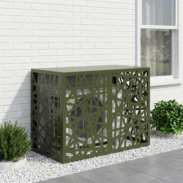 vidaXL Klimaanlagenabdeckung Olivgrün 100 x 50 x 70 cm Stahl, 8014160