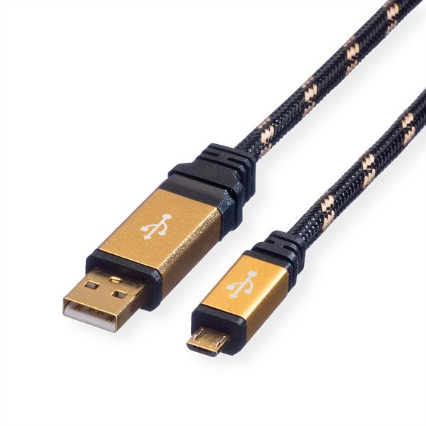 ROLINE GOLD USB 2.0 Kabel, Typ A ST - Micro B ST, 0,8 m, 11.02.8825