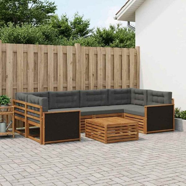 vidaXL Outdoor-Sofagarnitur 7-teilig Natur und Anthrazit Polyester, 3383075