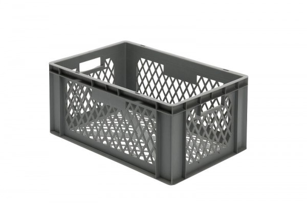 LA-KA-PE TK 600/270-2, Transport-Stapelkasten, grau, Wände und Boden durchbrochen, VE: 2 Stück, 07100 22 25