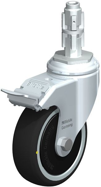 Blickle LKRA-PATH 101K-11-FI-ELS-FK-E13 Apparate-Lenkrolle mit Expander & Feststeller, Thermoplastisches Polyurethan, Grau, 848796