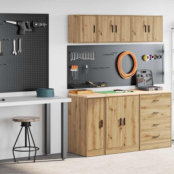 vidaXL Garagenschränke 2 Stk. Artisan-Eiche Holzwerkstoff, 3328295