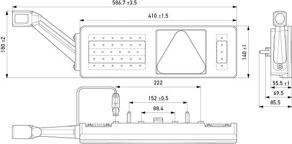 HELLA Heckleuchte, LED, 24V, rechteckig, Anbau, 7/2-polig, links, Wischeffekt, 2VP 340 970-331