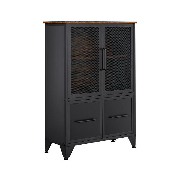 VASAGLE Lagerschrank, Rostbraun, Schwarz, 70x33x100 cm, LSC053B01