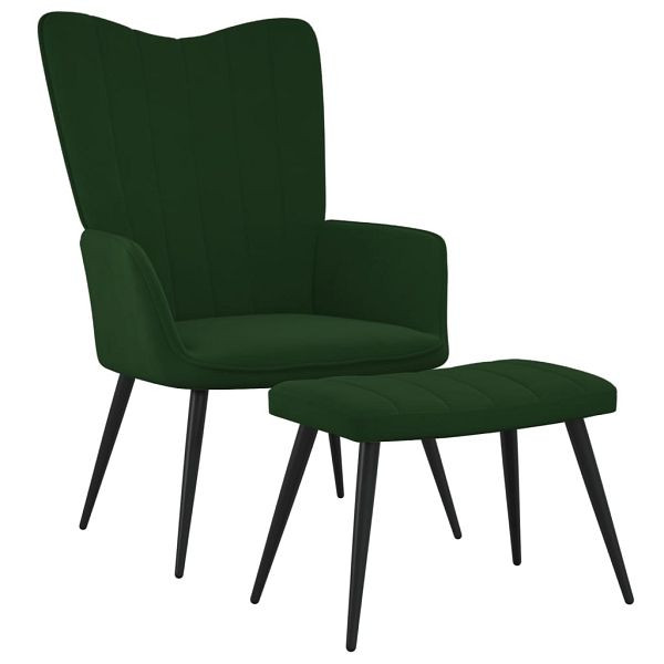 vidaXL Relaxsessel mit Hocker Dunkelgrün Samt, 327690, 8720286420614