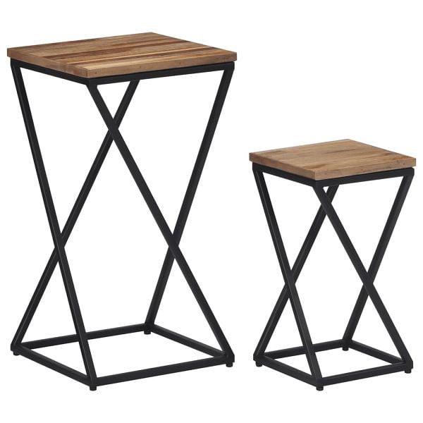 vidaXL Beistelltische 2 Stück Recyceltes Massivholz Teak, 358524