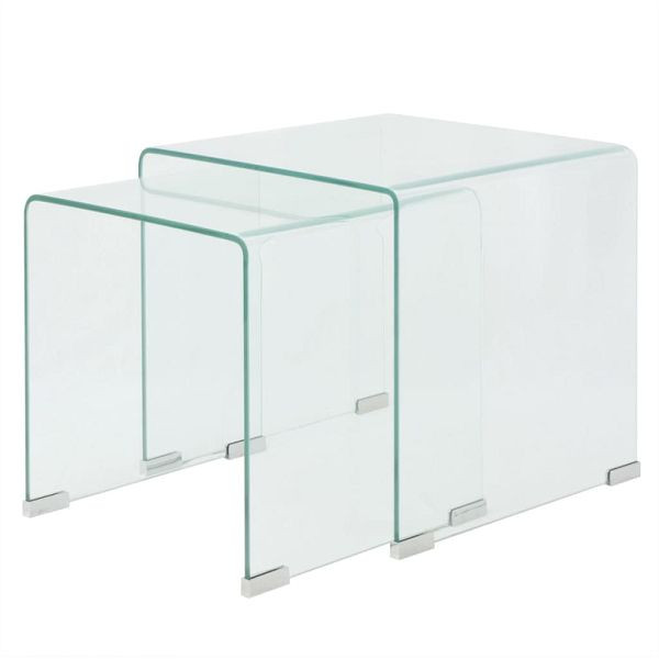 vidaXL Zweiteiliges Satztisch-Set aus gehärtetem Glas Transparent, 244191