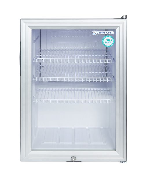 Gastro-Cool - Kühlschrank - klein - Glastür - silber - LED - GCKW65
