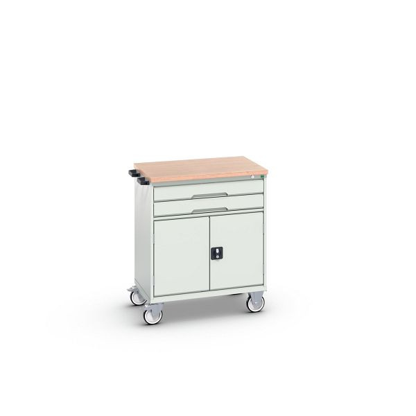 bott verso mobiler Schubladenschrank, mit 2 Schubaden, Tür und Multiplex-Top, BxTxH: 800 x 600 x 980 mm, Lichtgrau / Lichtgrau, 16927010.16