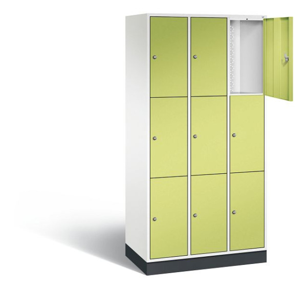 C+P Schließfachschrank Intro, H1950xB920xT490mm, Farbe: Verkehrsweiß / Viridingrün, 8370-301 S10069