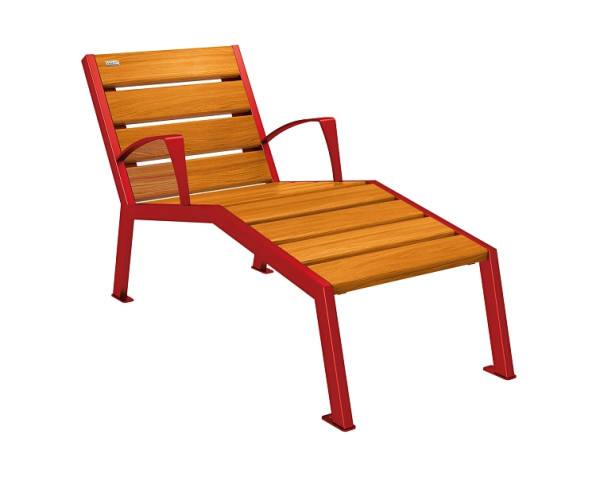 Procity Liegestuhl Silaos 600 mm, Mit Armlehne, Holz & Stahl, helle Eiche/RAL 3004, 209642.3004.CHEC