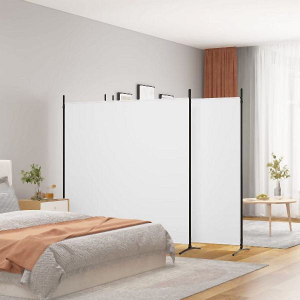 vidaXL 4-tlg. Paravent Weiß 698x180 cm Stoff, Unterteilung von Räumen, 350282