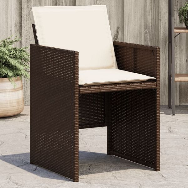 vidaXL Gartenstühle mit Kissen 4 Stück Braun Poly Rattan, 4007438