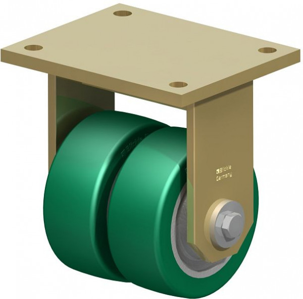 Blickle BSD-GST 127K Stahlgeschweißte Schwerlast-Doppel-Bockrolle, Blickle Softhane®, Grün, 754213