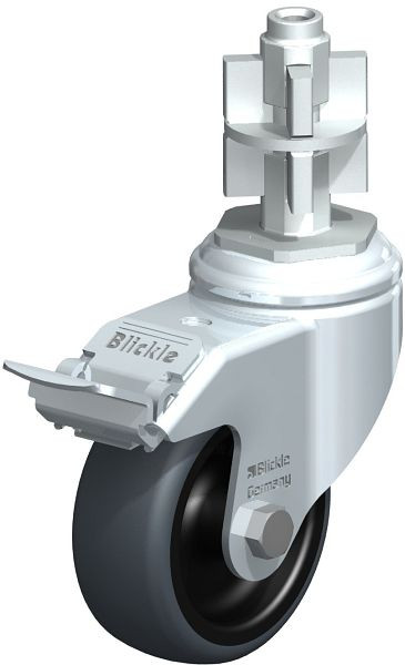 Blickle LKRA-TPA 80G-11-FI-ELS-E17 Apparate-Lenkrolle mit Expander & Feststeller, Thermoplastisches Gummi-Elastomer, Grau, 750750