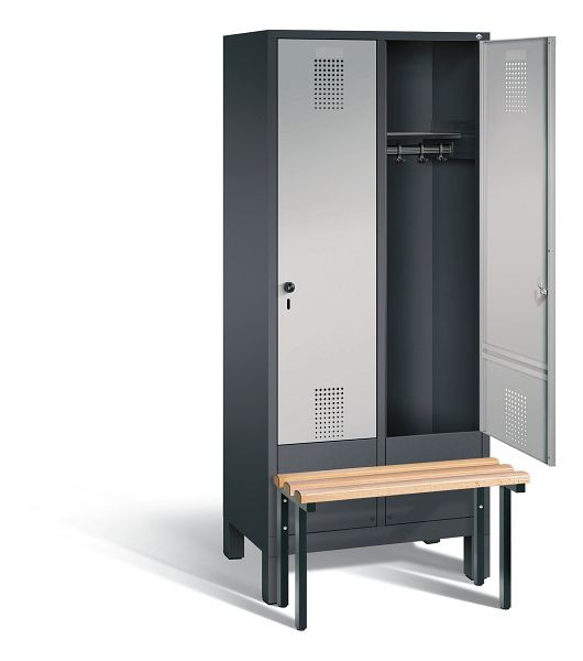 C+P Garderobenschrank Evolo, H1850xB810xT815mm, Farbe: Schwarzgrau / Weißaluminium, 48030-22 S10034