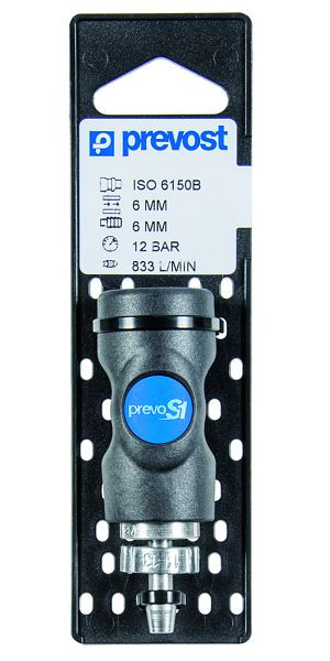 Prevost Kupplung für Schlauchanschluss + Ohrklemme Iso B auf Lochplatte, für Schlauch mit Innendurchmesser 6 mm, ISI 061806CP