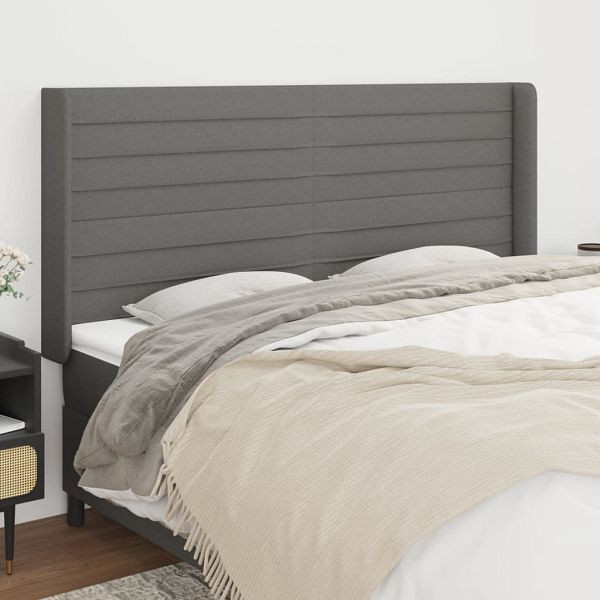 vidaXL Kopfteil mit Ohren Dunkelgrau 183x16x118/128 cm Stoff, 3119735