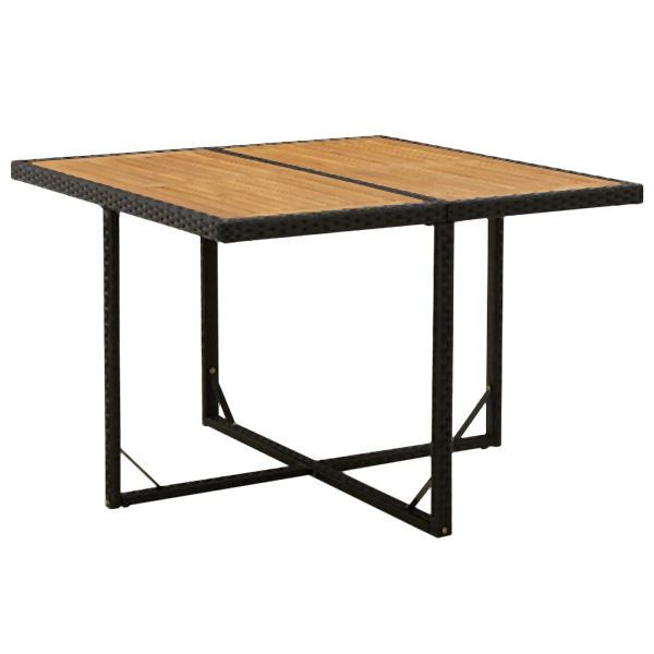 vidaXL Gartentisch Schwarz 109x107x74cm Poly Rattan Massivholz Akazie, 316790