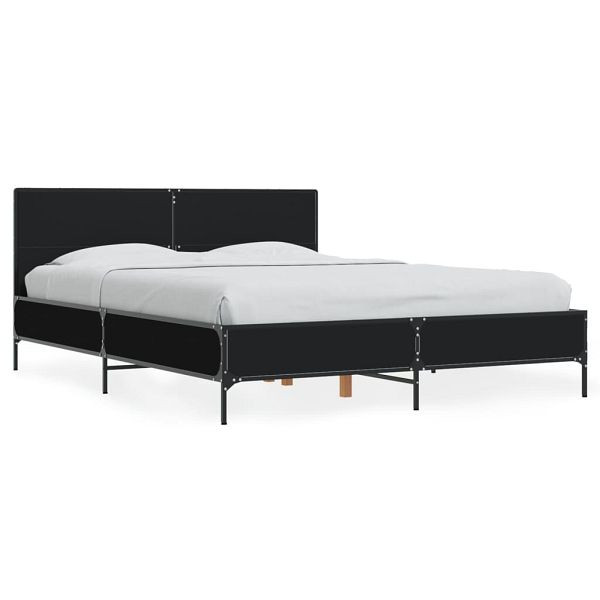 vidaXL Bettgestell Schwarz 135x190 cm Holzwerkstoff und Metall, 3280027