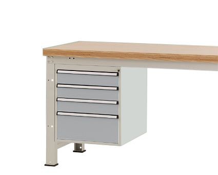 Manuflex Gehäuse-Unterbau PROFI, Nutzhöhe 500 mm mit 4 Schubfächern, für Werkbanktiefe 700 mm, Alusilber, ZB4831.9006