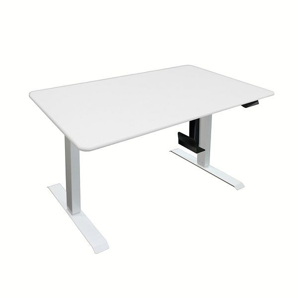 HOME DELUXE Höhenverstellbarer Schreibtisch elektrisch LUMINA mit PC-Halterung - 120 x 60 cm Weiß mit weißem Gestell, 51045