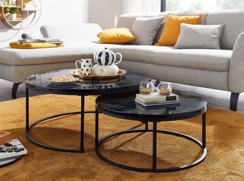 Loberon Couchtisch 2er Set Caraman - Ineinander Schiebbar Mit Glasplatte