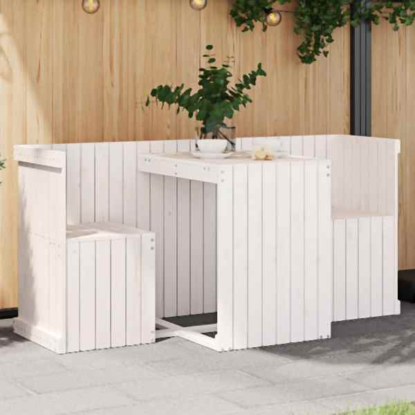 vidaXL Balkonmöbel-Set 2-Sitzer Weiß Massivholz Kiefer, 825059