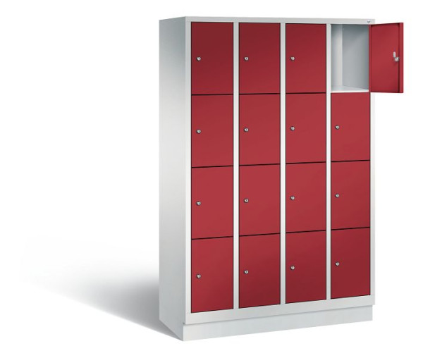 C+P Schließfachschrank Evolo, H1800xB1190xT500mm, Farbe: Lichtgrau / Rubinrot, 48020-404 S10003