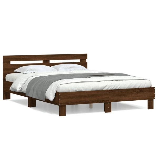 vidaXL Bettgestell mit Kopfteil Braun Eichen-Optik 150x200 cm, 3207419