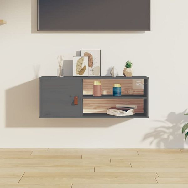 vidaXL Wandschrank Grau 80x30x30 cm Massivholz Kiefer, 818389