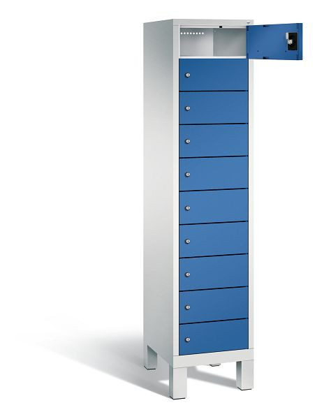 C+P Schließfachschrank Evolo, H1850xB420xT500mm, Farbe: Lichtgrau / Enzianblau, 48010-1210 S10022