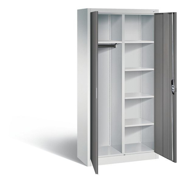 C+P Akten-/Garderobenschrank Acurado, H1950xB930xT400mm, Farbe: Lichtgrau / Vulkangrau, Muldengriff, 5 OH, 9260-30 S10387