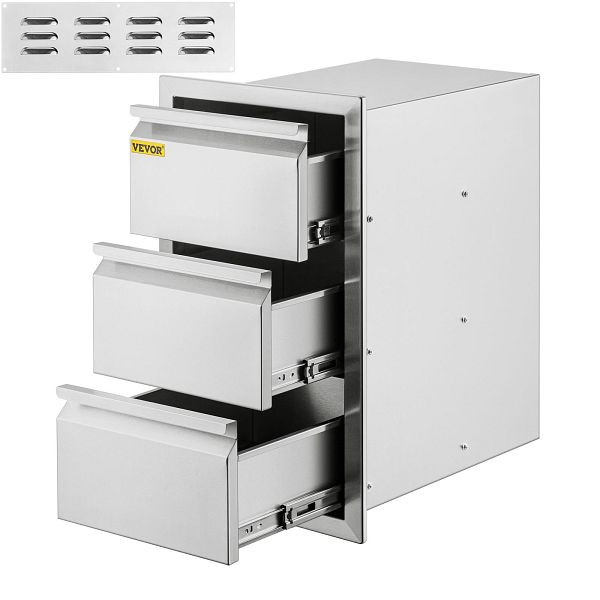 VEVOR 50 x 67cm Kamintür Dreistufig Edelstahl BBQ Tür Vertikal BBQ Island Tür, CTG19.6X26.600001V0