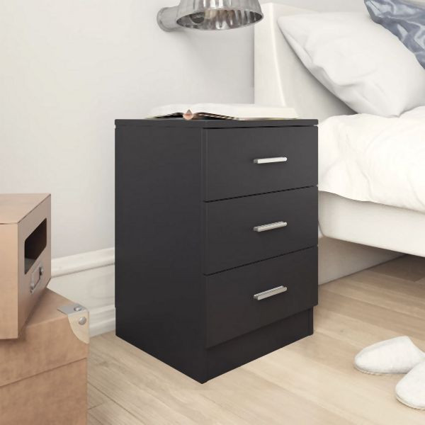 vidaXL Nachttisch Schwarz 38x35x56 cm Holzwerkstoff, 800452