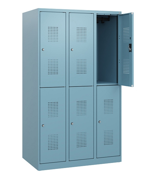 C+P Doppelstöckiger Spind Evolo PLUS, 6 Fächer, 1530x900x500mm, 0010/0010, Zylinderschloss, 0493005-30 S10061