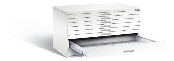 C+P Flachablageschrank Serie 7100_7200, H760xB1350xT960mm, Farbe: Verkehrsweiß, Bügelgriff, 7201-200 S10277