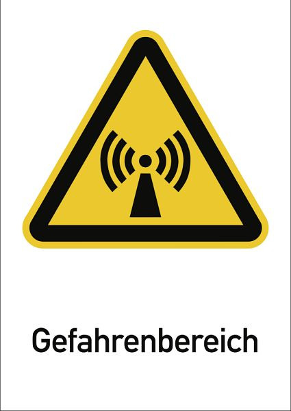Moedel Gefahrenbereich ISO 7010, Kombischild, Folie, 131x185 mm, 98999