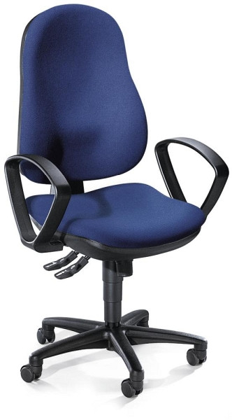Deskin Bürodrehstuhl COMFORT I inkl. Armlehnen, Fußkreuz Polyamid schwarz, Bezug Stoff Basic G, Farbe blau, 209920