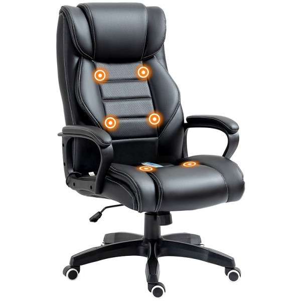 Vinsetto Bürostuhl mit Massage höhenverstellbarer Chefsessel ergonomischer Drehstuhl Gamingstuhl Computerstuhl Massage Sessel 6 Vibrationspunkte, 921-321